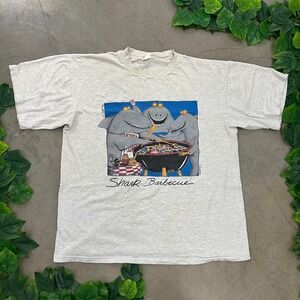 Vintage 90s Shark Barbecue Graphic T-Shirt